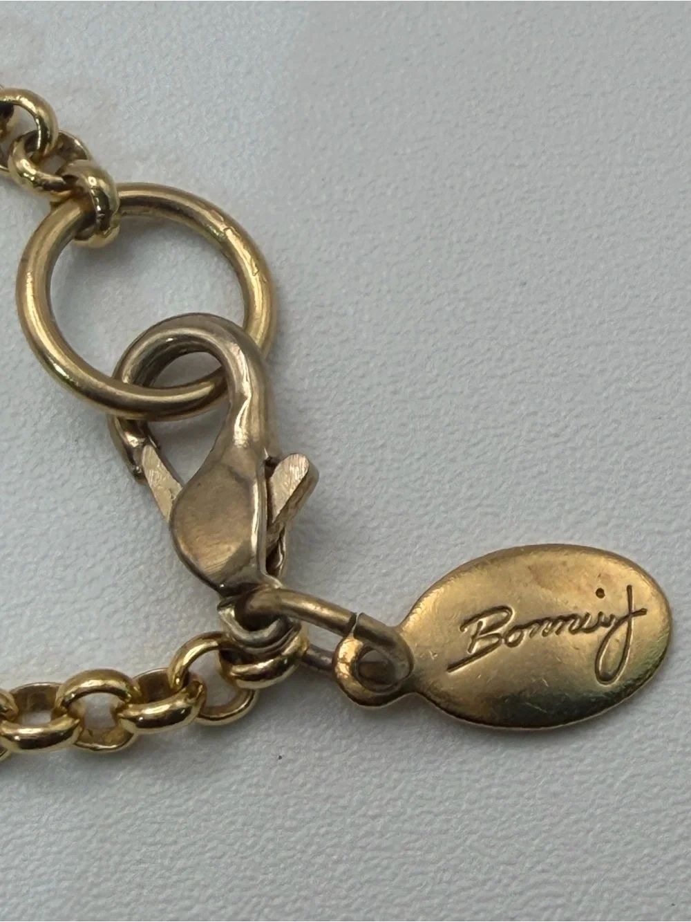 Gold-Tone Chain Necklace with Natural Brown & Cream Wood Accents
